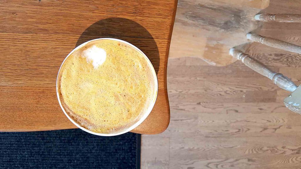 Tumeric Latte at Figaro Cafe and Bakery | tryhiddengems.com