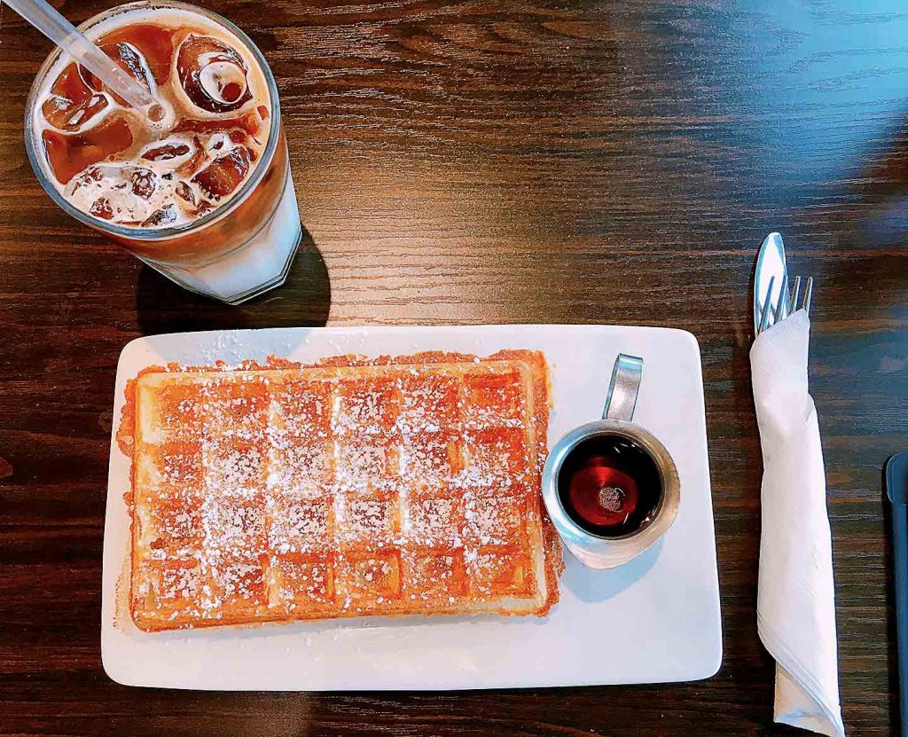 Brussels Waffle with Maple Syrup at Le Petit Belge | tryhiddengems.com