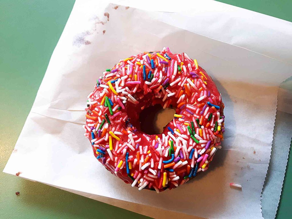 Strawberry Donut at Harmony Donut Shop - Hidden Gems Vancouver