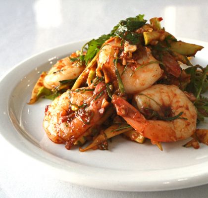 Spicy Shrimp Salad at Unchai Restaurant | Hidden Gems Vancouver