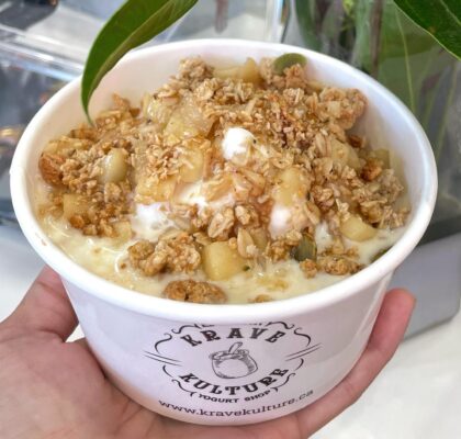 Warm Caramel Apple Pie Yogurt at Krave Kulture | Hidden Gems Vancouver